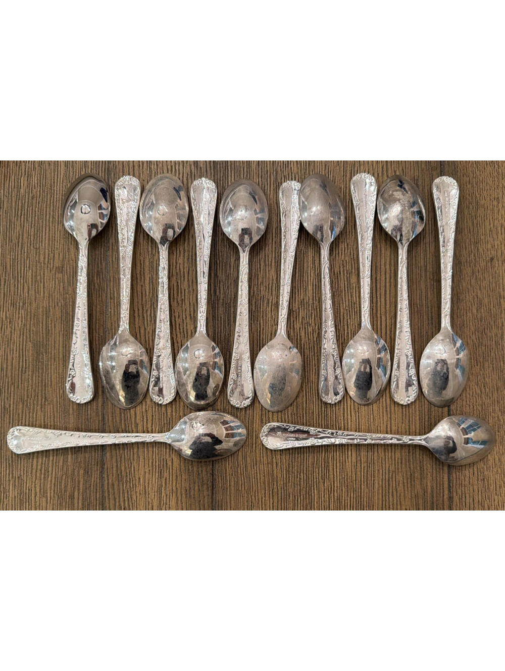 Wm. Rogers & Son Enchanted Rose Teaspoons Silverplate Flatware - Set of 12